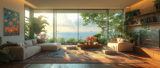 Wall Mural - modern living room interior, Still life shot. Free space for editing 
