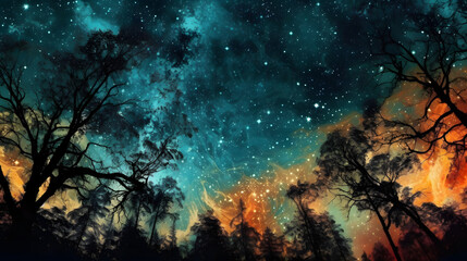 Digital nebula starry sky stars abstract graphic poster web page PPT background