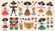 Cinco de Mayo clip art - set of Cinco de Mayo cartoon characters and design elements such as folk dances