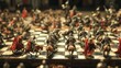 A dynamic portrayal of a medieval battlefield recreated on a chessboard