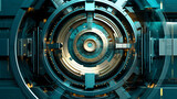 Fototapeta Przestrzenne - Digital technology mechanical lens gear abstract graphic poster web page PPT background