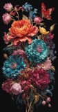 Fototapeta Do przedpokoju - painting of a bouquet of flowers, with red, pink, blue, and yellow hues.
