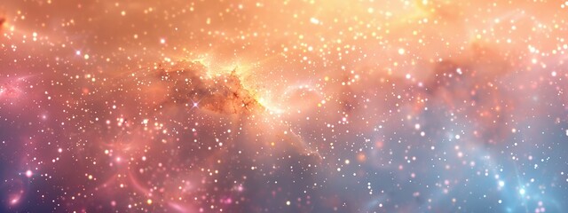 Wall Mural - magic of the cosmos with a split background featuring pastel shades reminiscent of a sunrise or suns