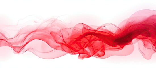 Vibrant red smoke swirling in an abstract pattern against a clean white background, creating a striking and unique visual effect