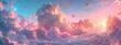 whimsical background resembling a sky filled with fluffy clouds at sunset.
