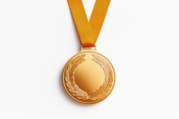 Gold medal on a white background.