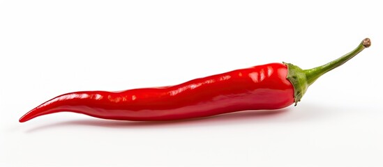 Aufkleber - A vibrant red chili pepper is placed on a clean white surface, creating a striking contrast in color