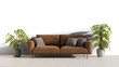 © miamiadesign - a brown couch with pillows and a plant