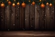 a wood wall with ornaments and lights