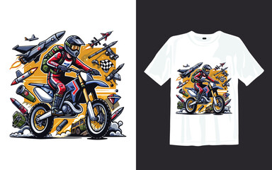 Extreme dirt bike cartoon vector illustration biker t shirt design