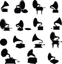 Vector Illustration Of Black Silhouettes Of Musical Instruments On A White Background