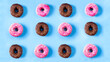 donuts on blue background