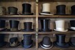 highend top hats lining an exclusive boutique shelf