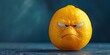 Angry and sour lemon criticizing being squeezed griping about its unfortunate fate as a kitchen ingredient