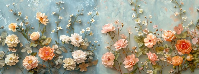 Wall Mural - Infuse a vintage charm into the split background by incorporating delicate floral patterns in pastel shades.