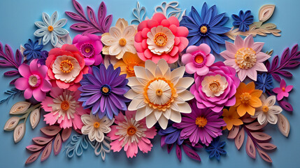 Wall Mural - Floral pattern paper composition