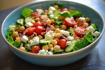 Sticker - tomato top boiled egg in style of SALAD AVOCADO, chickpea salad, fruits salads