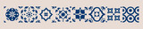 Fototapeta Pokój dzieciecy - Various square Tiles. Different blue ornaments. Traditional mediterranean style. Hand drawn Vector illustration. Ceramic tiles. Isolated design elements. Grunge texture. Decorative tile pattern design