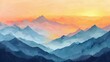 Soothing Sunrise Peaks: image of mountain peaks bathed in the gentle light of sunrise, with pastel hues of peach, coral, and soft yellow painting the sky.