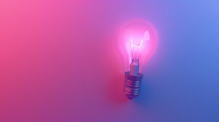 Wall Mural - A vibrant light bulb glowing against a smooth gradient backdrop