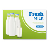 Fototapeta Panele - Free vector Milk Advertising Realistic Poster 