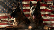 Saluting K-9 Heroes: A 3D Illustration of Loyal Military Working Dogs and the USA Flag Honoring Their Service on National K-9 Veterans Day