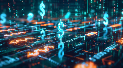 Wall Mural - digital business financial transaction, cash flow in business, secure finance network, business fina