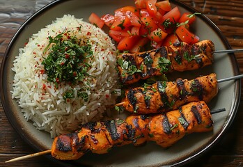 Wall Mural - plate with shawarma chicken kebab