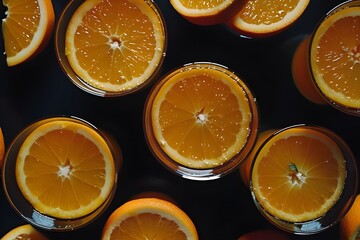 Orange falling in clear water