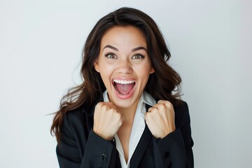 Excited, happy, beautiful businesswoman Isolated on white background