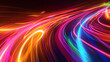 multicolor high speed light trails cyber tech futuristic wallpaper, abstract background, modern digital colorful ight trials motion effect backdrop 