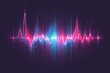 A vibrant sound wave pattern with multicolored waves, set against a dark background. 