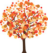 Orange and brown shades tree. Autumn collection. Hand drawn vector illustration.