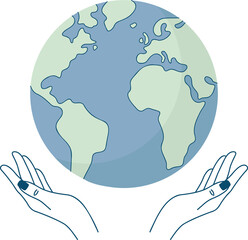 Wall Mural - hands holding earth, globe symbol with open palms