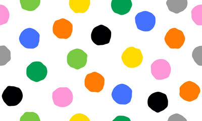Wall Mural - colorful circle doodle seamless pattern. seamless hand drawn pattern with colorful dots. vector brus