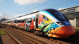 Fototapeta  - High Speed Train With Graffiti Art Made by Vandals 