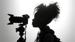 Silhouette of a female indie filmmaker online content, generative ai