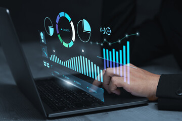 Wall Mural - business analytics tools charts and graphs with statistics to analyze business potential and forecas
