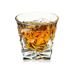 Wall Mural - Whiskey in glass isolated on white. Alcoholic drink