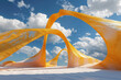 Arch in the desert with blue sky. 3d rendering illustration.