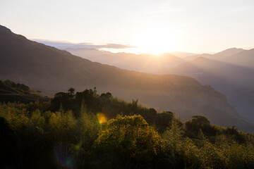 Sticker - Sunrise over the mountain landscape