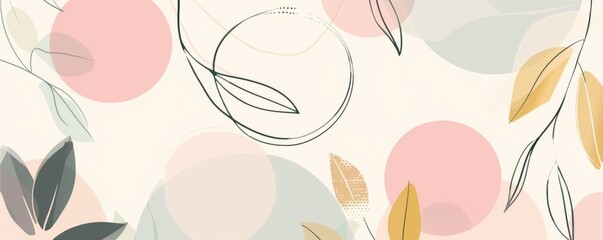 Wall Mural - simple line art with pink circle shapes, minimalistic, elegant and modern design for social media template Generative AI