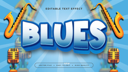 Wall Mural - Orange yellow and blue blues 3d editable text effect - font style