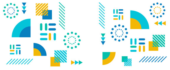 Wall Mural - Colorful vector abstract memphis style simple minimalist banners. For web design, business presentation, website header, invitation background