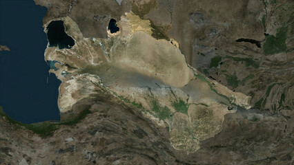 Canvas Print - Turkmenistan highlighted. High-res satellite map