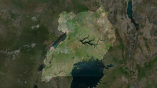 Uganda Highlighted. High-res Satellite Map