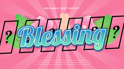 Wall Mural - Pink blue and green blessing 3d editable text effect - font style