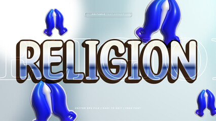 Wall Mural - White and blue religion 3d editable text effect - font style
