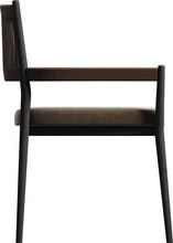 Side View Of Brown Leather Dinner Armchair