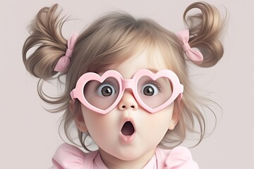 Poster - a little girl with colorful sunglasses in summer fashion design